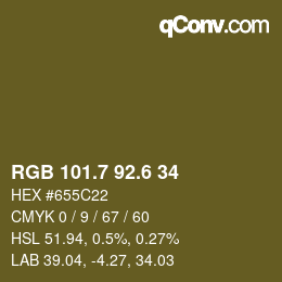 カラーコード: RGB 101.7 92.6 34 | qconv.com