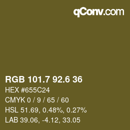カラーコード: RGB 101.7 92.6 36 | qconv.com