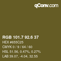 カラーコード: RGB 101.7 92.6 37 | qconv.com