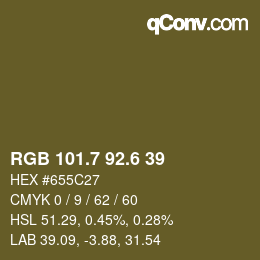 カラーコード: RGB 101.7 92.6 39 | qconv.com