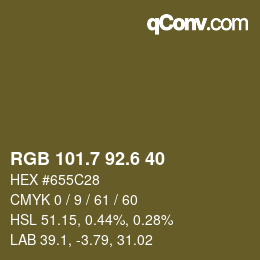 カラーコード: RGB 101.7 92.6 40 | qconv.com