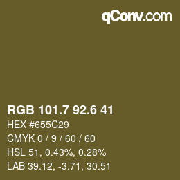 カラーコード: RGB 101.7 92.6 41 | qconv.com