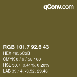 カラーコード: RGB 101.7 92.6 43 | qconv.com