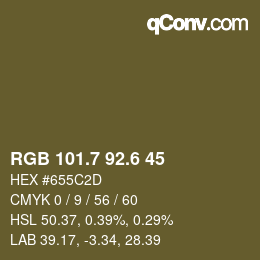 カラーコード: RGB 101.7 92.6 45 | qconv.com