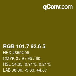 カラーコード: RGB 101.7 92.6 5 | qconv.com