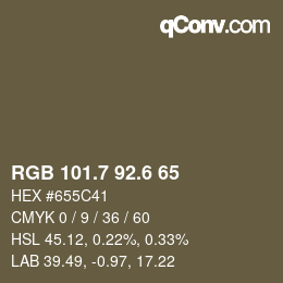 カラーコード: RGB 101.7 92.6 65 | qconv.com