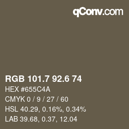 カラーコード: RGB 101.7 92.6 74 | qconv.com