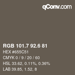 カラーコード: RGB 101.7 92.6 81 | qconv.com