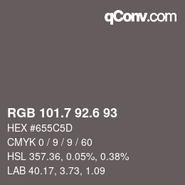 カラーコード: RGB 101.7 92.6 93 | qconv.com