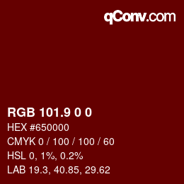 Color code: RGB 101.9 0 0 | qconv.com