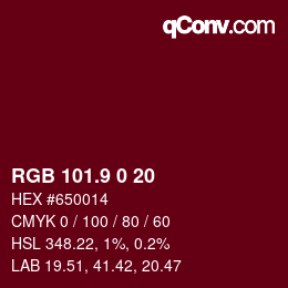 カラーコード: RGB 101.9 0 20 | qconv.com