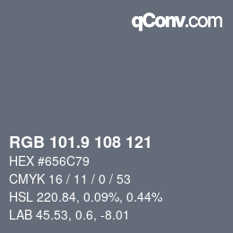 Color code: RGB 101.9 108 121 | qconv.com