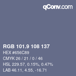カラーコード: RGB 101.9 108 137 | qconv.com