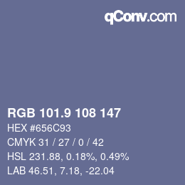 カラーコード: RGB 101.9 108 147 | qconv.com