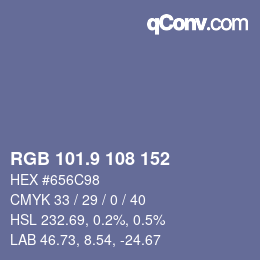 カラーコード: RGB 101.9 108 152 | qconv.com