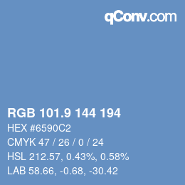 カラーコード: RGB 101.9 144 194 | qconv.com
