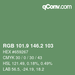カラーコード: RGB 101.9 146.2 103 | qconv.com