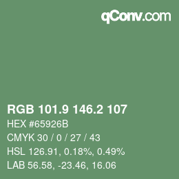 カラーコード: RGB 101.9 146.2 107 | qconv.com