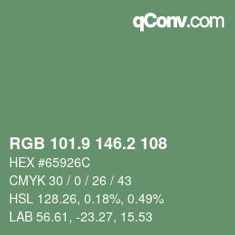 カラーコード: RGB 101.9 146.2 108 | qconv.com