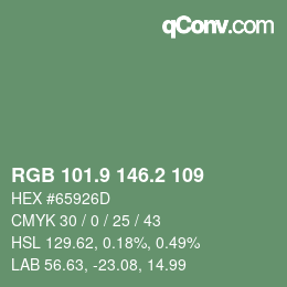 カラーコード: RGB 101.9 146.2 109 | qconv.com