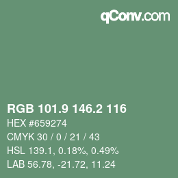 Color code: RGB 101.9 146.2 116 | qconv.com