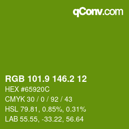 カラーコード: RGB 101.9 146.2 12 | qconv.com