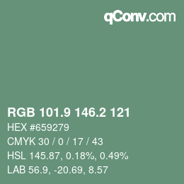 Color code: RGB 101.9 146.2 121 | qconv.com