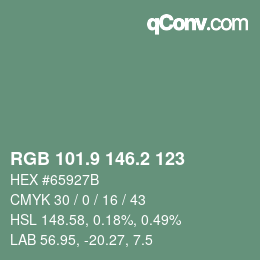 カラーコード: RGB 101.9 146.2 123 | qconv.com