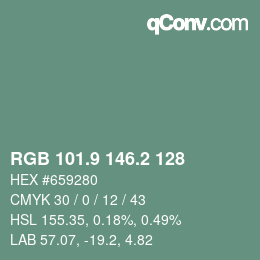 カラーコード: RGB 101.9 146.2 128 | qconv.com