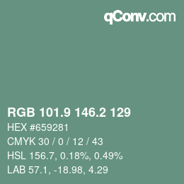 Color code: RGB 101.9 146.2 129 | qconv.com