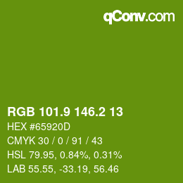 カラーコード: RGB 101.9 146.2 13 | qconv.com