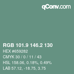 Color code: RGB 101.9 146.2 130 | qconv.com