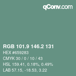 Color code: RGB 101.9 146.2 131 | qconv.com