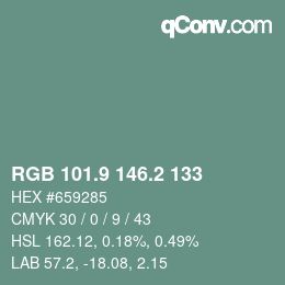 カラーコード: RGB 101.9 146.2 133 | qconv.com