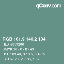 カラーコード: RGB 101.9 146.2 134 | qconv.com
