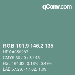 カラーコード: RGB 101.9 146.2 135 | qconv.com