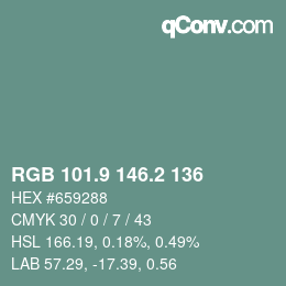 Color code: RGB 101.9 146.2 136 | qconv.com