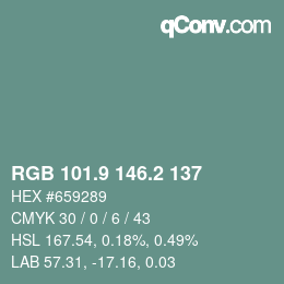 Color code: RGB 101.9 146.2 137 | qconv.com