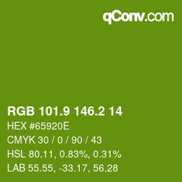 カラーコード: RGB 101.9 146.2 14 | qconv.com
