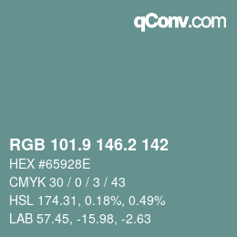 カラーコード: RGB 101.9 146.2 142 | qconv.com