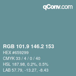 Color code: RGB 101.9 146.2 153 | qconv.com
