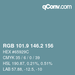 Color code: RGB 101.9 146.2 156 | qconv.com