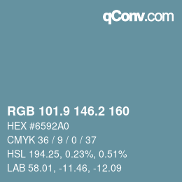 Farbcode: RGB 101.9 146.2 160 | qconv.com