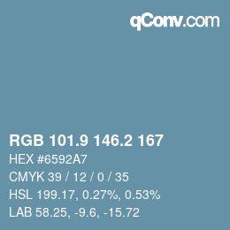 カラーコード: RGB 101.9 146.2 167 | qconv.com