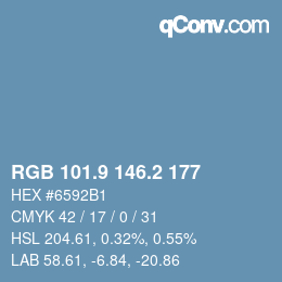 カラーコード: RGB 101.9 146.2 177 | qconv.com