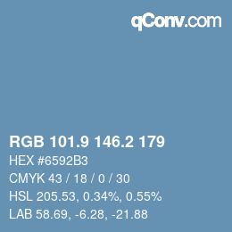 カラーコード: RGB 101.9 146.2 179 | qconv.com