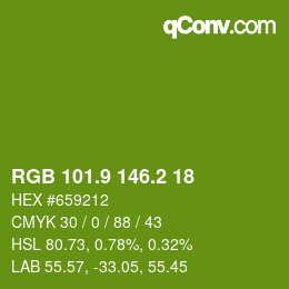 カラーコード: RGB 101.9 146.2 18 | qconv.com