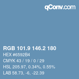 Color code: RGB 101.9 146.2 180 | qconv.com