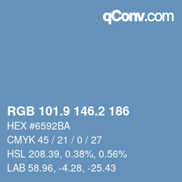 Color code: RGB 101.9 146.2 186 | qconv.com