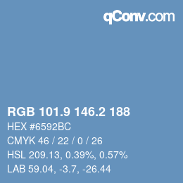 カラーコード: RGB 101.9 146.2 188 | qconv.com